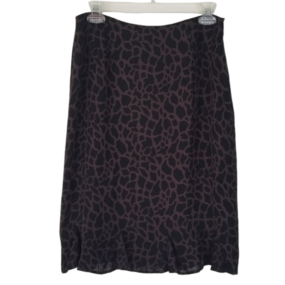 Harold's Dresses & Skirts - Harold's 100% Silk Brown Leopard Print Skirt Size 8 Pleated Hem